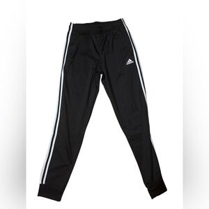 Adidas Black 3 Stripe Joggers Men’s Small Athletic Track Pants Elastic Waist